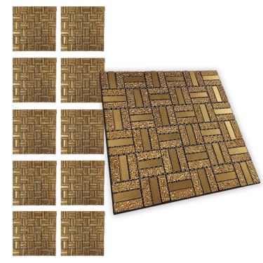 Imagem de Pastilha De Vidro Adesiva Kit 10 Uni Parede Banheiro Cozinha Sala Decorativa Moderna Reforma Requintado Facil Aplicacao