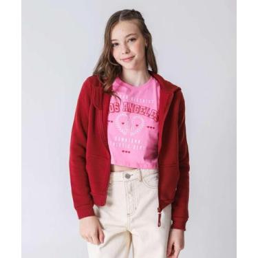 Imagem de Casaco Infantil Moletom Flanelado Marisa Tam 10 a 16 V-50051, 16, Verm