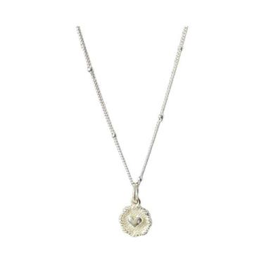 Imagem de Colar De Prata Esterlina 925 Feminino Com Pingente De Coração Texturiz