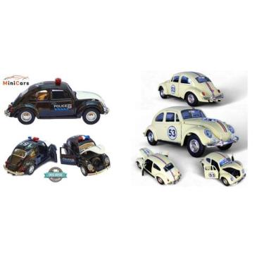 Imagem de KIT 2 Super Carrinhos Fusca 1957 Ferro Fricção Metal Miniatura réplica