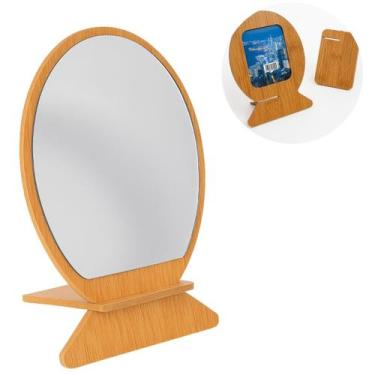 Imagem de Espelho Oval Maquiagem em MDF 20x13,5 cm P/ Maquiagem - Freecom