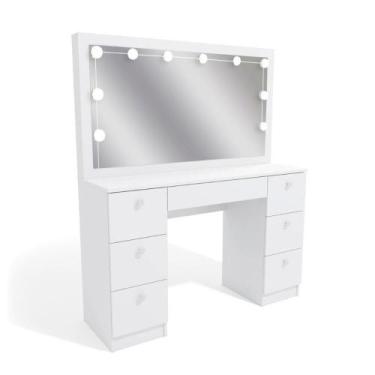 Imagem de Penteadeira Ditália 7 Gavetas Pe-80 Branco Com Kit Luz Camarim - DITÁL