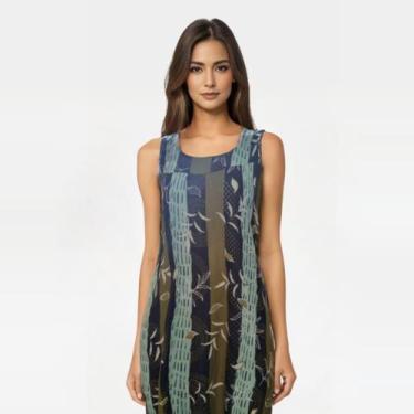 Imagem de Vestido de Liganete - Malha Fria - estampado Estampa:MultiGreenTamanho