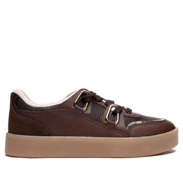 Imagem de Tênis Feminino Vizzano Casual Napa Detalhes Dourado Marrom, Marrom, 35