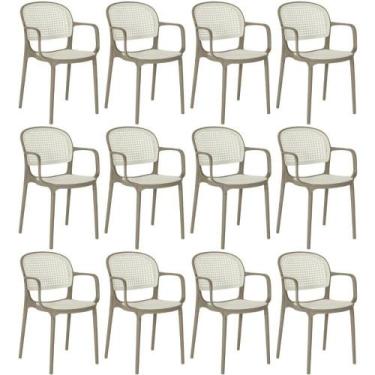 Imagem de Kit 12 Cadeiras De Jantar Roma Prática Com Braços Para Sala E Cozinha 