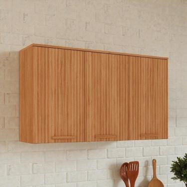 Imagem de Armário de Cozinha 3 Portas 120cm com Portas em Mdf Frisadas Itafriz Itatiaia Cinamomo