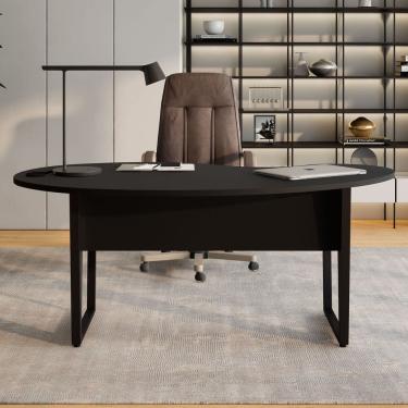 Imagem de Mesa Escrivaninha Orgânica em Mdp 175x92cm com Pés de Metal Corporate F5 Preto