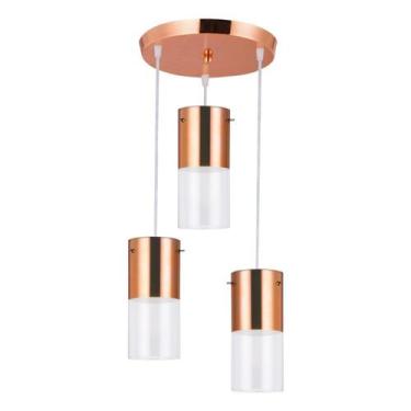 Imagem de Lustre Pendente First Redondo 23cm 3 Lâmpadas E27 Bronzearte