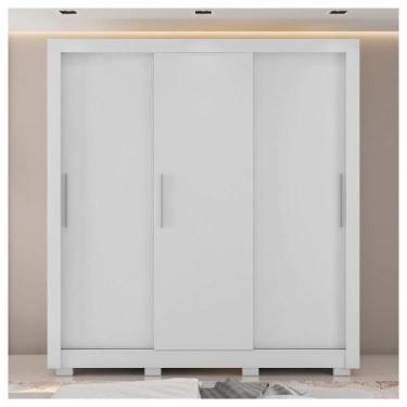 Imagem de Guarda Roupa Casal 3 Portas 4 Gavetas Com 8 Pés Branco Glass - CAEMMUN