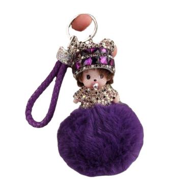 Imagem de Chaveiro Cute Panda Munchkin Doll com cristal e cordão de tecido