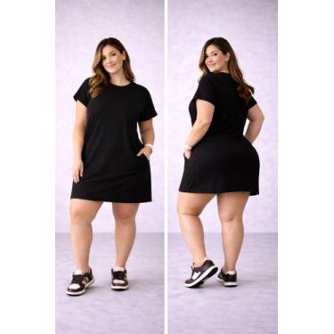 Imagem de Vestido Feminino Básico Manga Curta em Algodão com Bolsos Casual - Nei