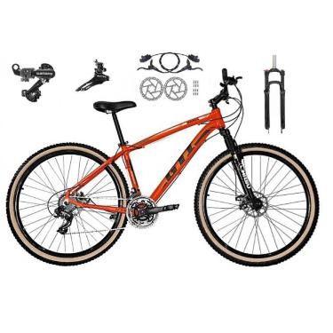 Imagem de Bicicleta Aro 29 Gti Roma 24v K7 Câmbios Shimano Freio Hidráulico Garfo com Trava com Pneu Faixa Bege - Laranja 