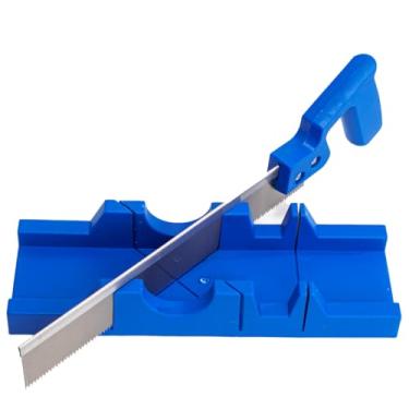 Imagem de Kit Gabarito Caixa Meia Esquadria Com Serrote Serra Costa Corta Ângulos 12 Polegadas