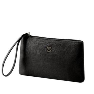 Imagem de Bolsa Carteira Clutch de Couro Mariart Cambará, Preto
