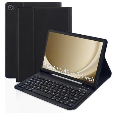 Imagem de XCHYTECHER Capa com teclado para Samsung Galaxy Tab A9 Plus 11 polegadas (SM-X210/X215/X216/X218), teclado removível recarregável com porta de carregamento tipo C, capa para tablet A9+ 2023 5G (preto)