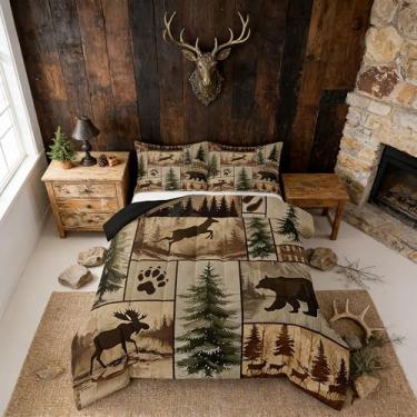Imagem de Feelyou Conjunto de edredom rústico de urso, tamanho infantil, cama de fazenda, urso, v...