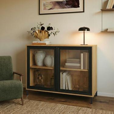 Imagem de Aparador Refresh 2 Portas com Vidro Marrom/Preto - Brv