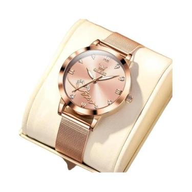 Imagem de Relógio De Quartzo Feminino Ouro Rosê OLEVS Luxo Moda Pulseira De Malh