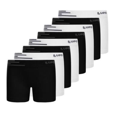 Imagem de Kit 8 Cueca Boxer Infantil Box Microfibra Sem Costura Lupo, Preta e br