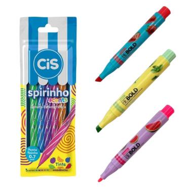 Imagem de Kit de Caneta Esferográfica Cis Spirinho Scents com Ponta Agulha 0,7MM, 5 Mini Canetas...