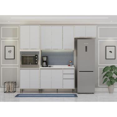 Imagem de Cozinha Modulada Compacta 4 Peças Com Tampo Art Luciane Móve Pátina-cinza Cristal