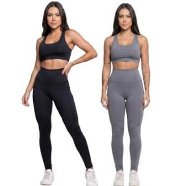 Imagem de KIT 2 Calça Legging Cós Alto Lisa Serra e Mar Modas Roupa Para Academia Treino Moda Fit...
