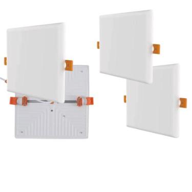 Imagem de Kit 2 Plafon Led Borda Infinita 50w Embutir Quadrado 30cmx30cm Bivolt 