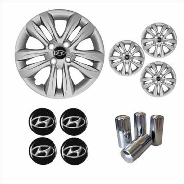 Imagem de Jogo Calota Aro 15 HB20 Hatch Sedan 2016 à 2018 Hyundai + Emblema Resi