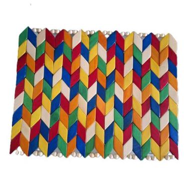 Imagem de Base Descanso Panela Madeira Retangular Colorida 27cm x 21cm - Ideias 