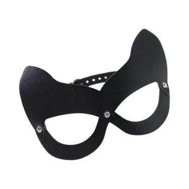 Imagem de Máscara De Cosplay Gótica Preta Em Couro PU Com Elástico, Máscara Sexy