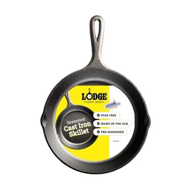 Imagem de Lodge Frigideira pré-temperada de ferro fundido de 22,5 cm – Alça de gota exclusiva – U...