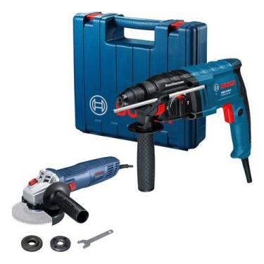 Imagem de Kit Martelete Gbh 220 E Esmerilhadeira Gws 700 Bosch 110v Azul/preto 1