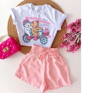 Imagem de Conjunto infantil Cropped e short - Roupa infantil verão - MB, Rosa cl