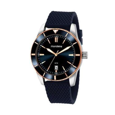 Imagem de Relogio Mondaine Masculino prata azul pulseira de borracha silicone 32