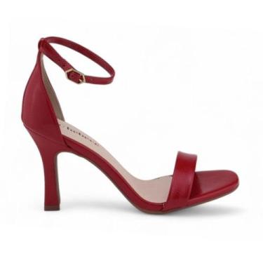 Imagem de Sandália Feminina Bebecê T7527 Salto Fino Tira, 35, Vermelho