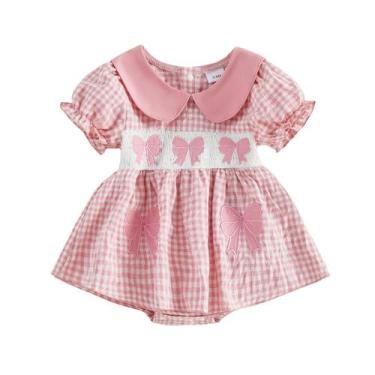 Imagem de Macacão Sasaerucure Summer Baby Girl, xadrez de 3 a 6 meses