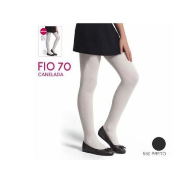 Imagem de Meia Calça Infantil Canellada Selene Fio 70, M, Preto