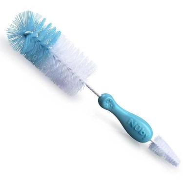 Imagem de Escova para mamadeira e bico Nuby 2 em 1 azul - Nûby