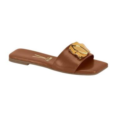 Imagem de Sandália Rasteirinha Slide Casual com Aplique Feminina Vizzano Camel /