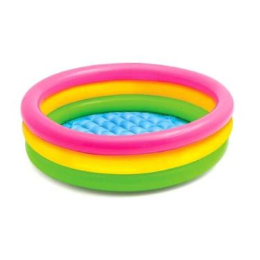 Imagem de Piscina Infantil Inflável Redonda Base Acolchoada 56L Intex, Colorido