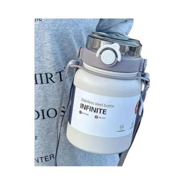 Imagem de Garrafa Térmica Grande De Aço Inoxidável 800ml 2000ml Com Alça E Canud