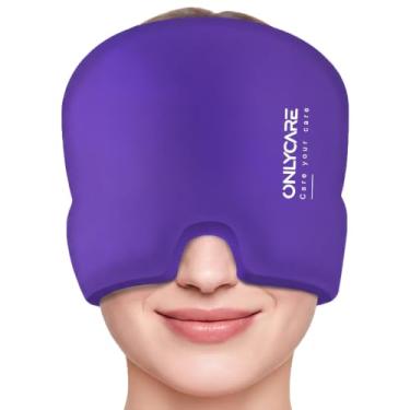 Imagem de ONLYCARE Tampão De Alívio De Enxaqueca, Envoltório De Cabeça De Gelo De Enxaqueca Inodoro Atualizado, Chapéu De Alívio De Dor De Cabeça Para Enxaqueca, Máscara De Olhos De Dor De Cabeça Gel Gelo Frio