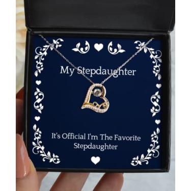 Imagem de SpreadPassion Presentes sarcásticos para afastar It's Official I'm The Favorite Stepdaughter, colar sarcástico para filha do pai