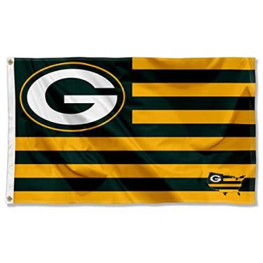 Imagem de WinCraft Green Bay Packers USA American Nation Stripes 3x5 Grommet Flag