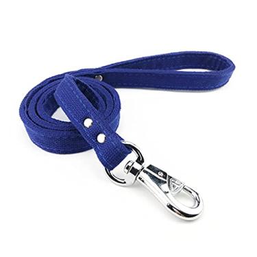 Imagem de Coleira para cães com corda durável e guia torcida com antipuxão, guia para adestramento para cães pequenos, médios para cães grandes e médios (tamanho: 1,2 m x 2,5 cm, cor: azul)