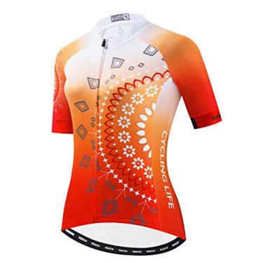 Imagem de JPOJPO Camiseta feminina de ciclismo, secagem rápida, respirável, refletiva, P-2GG, Scf2303, M