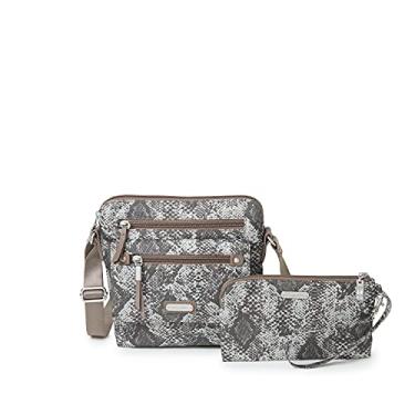 Imagem de Baggallini Bolsa tiracolo de escape com alça para celular RFID, Tan Python, One Size