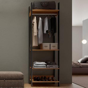 Imagem de Closet 4 Prateleiras 100% Mdf Tw402 Freijó/preto Fosco - Dalla Costa
