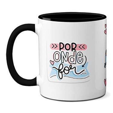 Imagem de Caneca Namorados Fofos Buquê Por Onde For Quero Ser Seu Par (Preta)