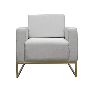 Imagem de Poltrona Decorativa Leticia Slim Com Base de Metal Linho Cinza - DS Estofados